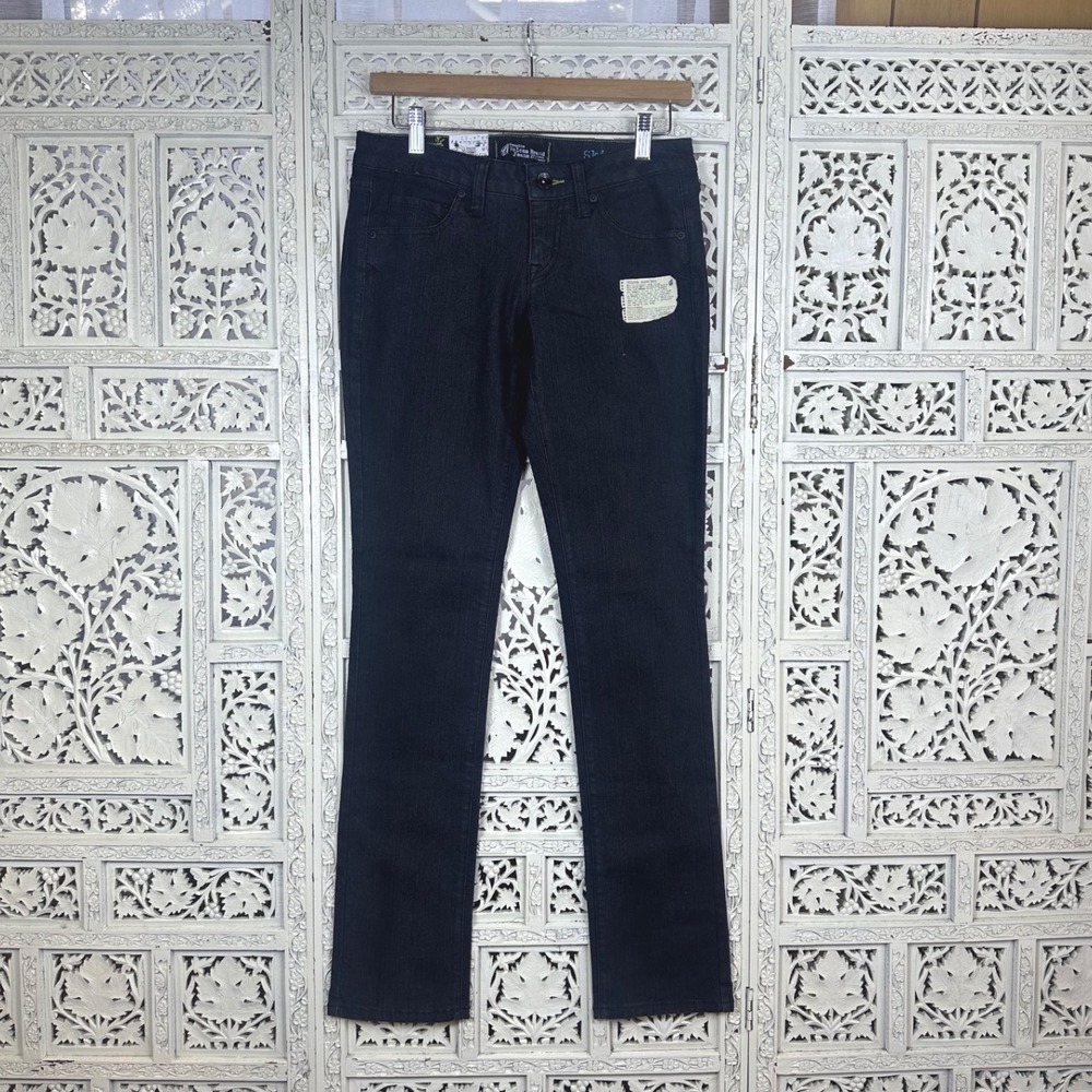 NWT Volcom Black Low Rise Skinny Denim Jeans Womens Sz 3 Skater Y2K